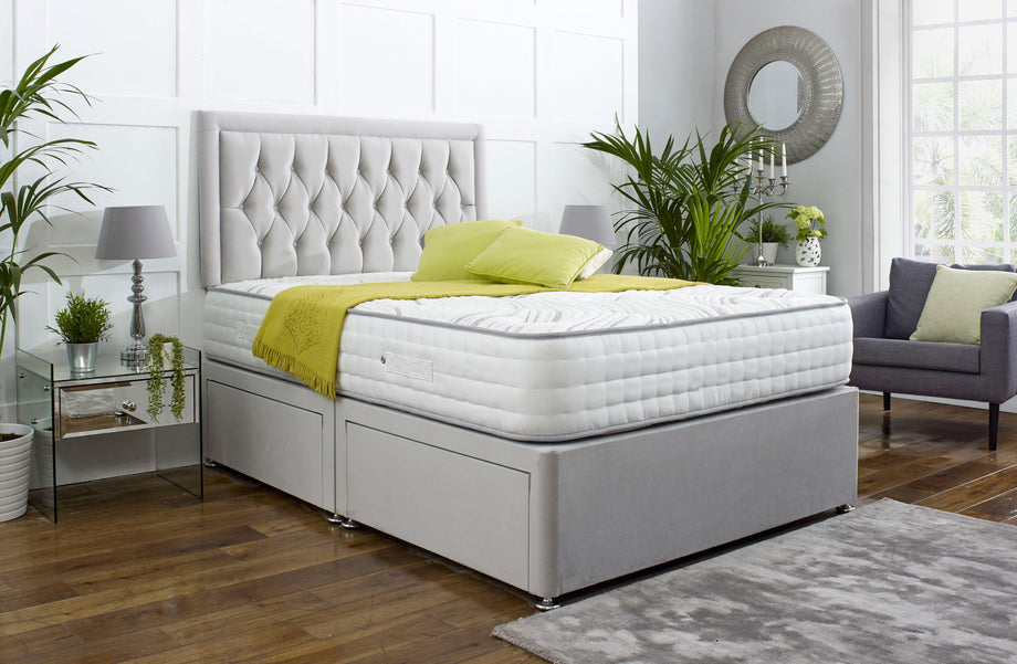 SLEEP Cambridge Divan Bed Set with Button Headboard