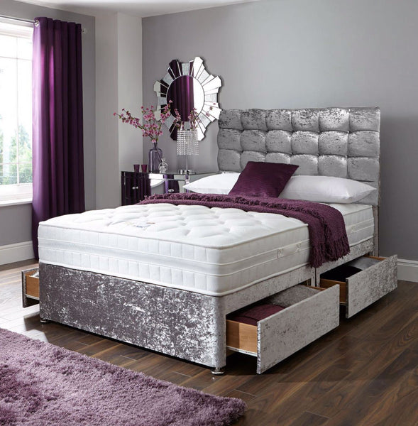 Velvet divan deals bed with drawers